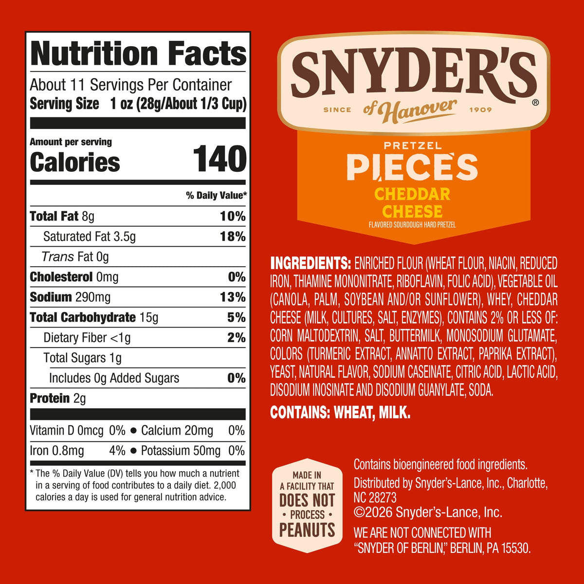 미국직구 스나이더스 of Hanover Cheddar Cheese Flavored Pretzel Pieces, 11.25 oz Bag