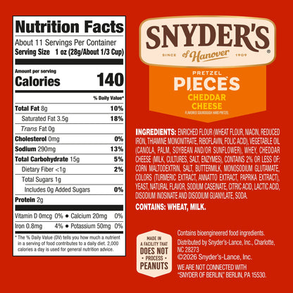 미국직구 스나이더스 of Hanover Cheddar Cheese Flavored Pretzel Pieces, 11.25 oz Bag