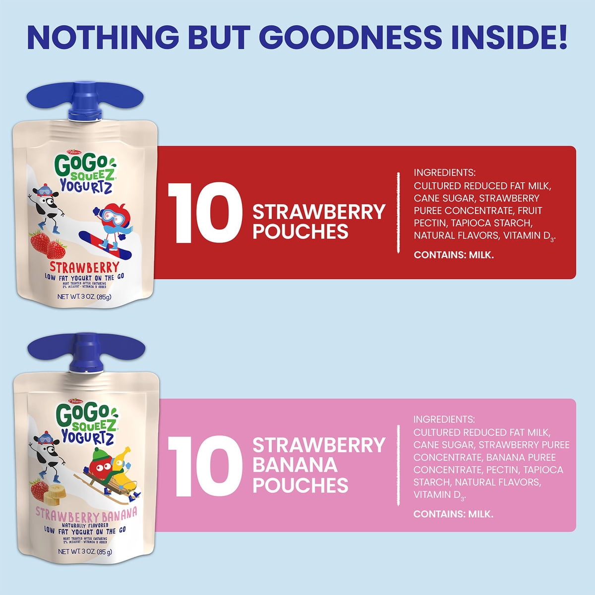 미국직구 GoGo Squeez Yogurtz 85g 20팩 / GoGo Squeez Yogurtz Strawberry and Strawberry Banana, 8 3