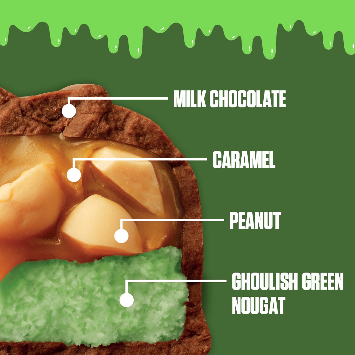 미국직구 Snickers Ghoulish Green 초콜릿 189g 2팩 / Snickers Ghoulish Green Milk Chocolate Hallowee 2