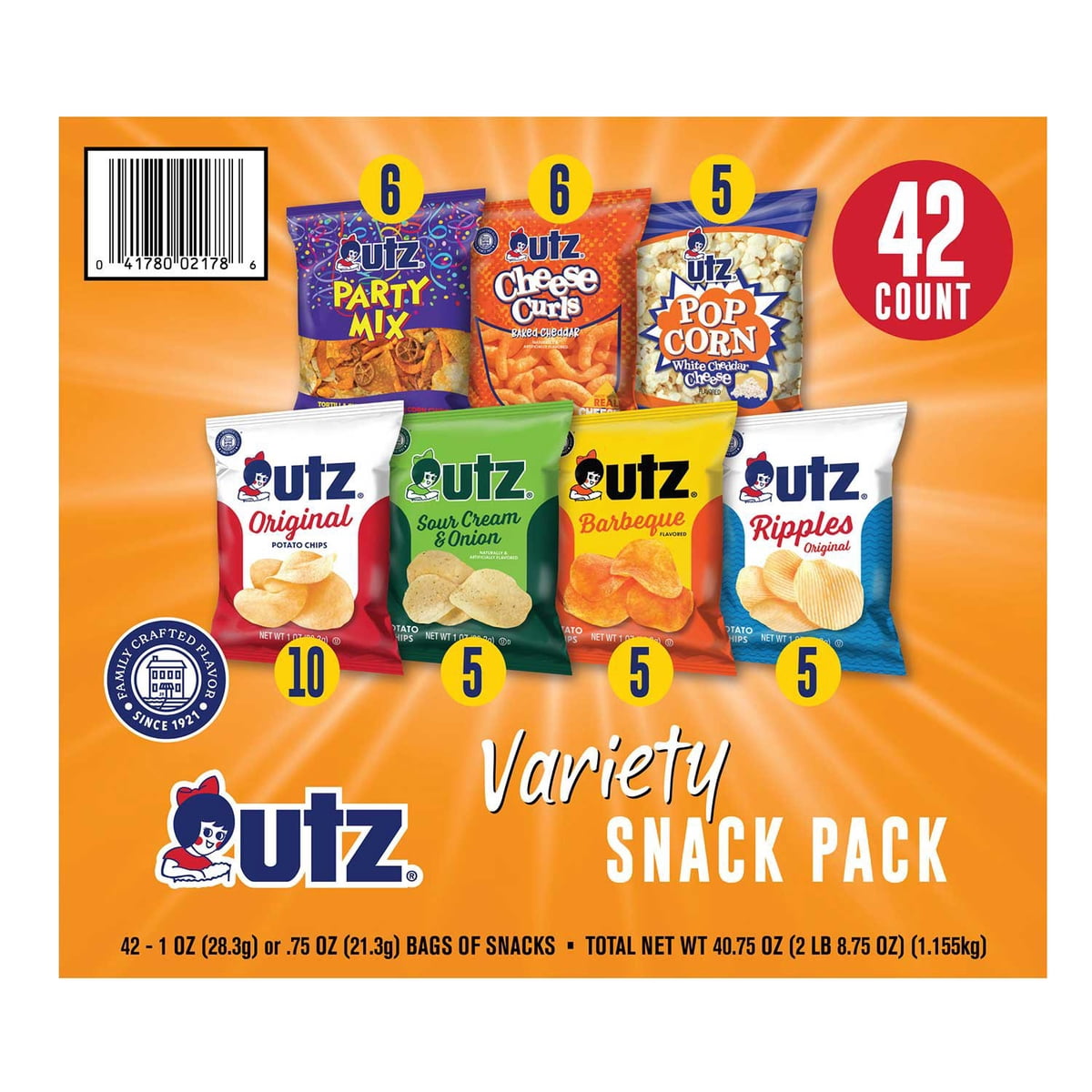 미국직구 Utz Jumbo Snack 28g / Utz Jumbo Snack Pack, 28g, 42 pk. 6