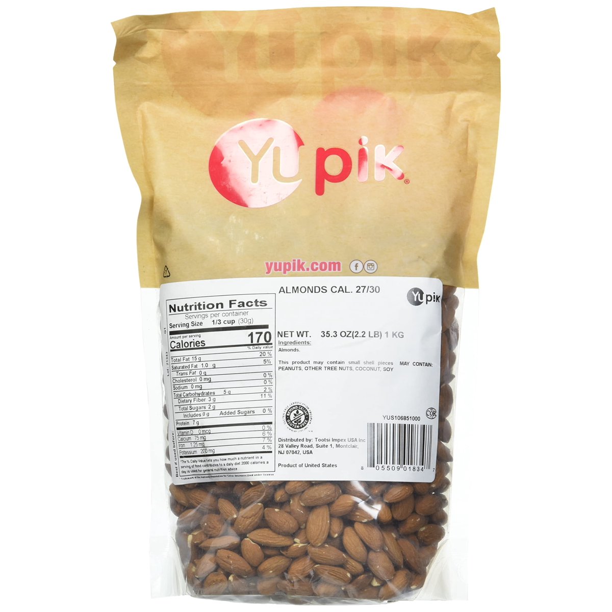 미국직구 Yupik California Raw 견과 57g / Yupik California Raw Almonds, Small Size, 1 Bag, 2.2 lb 2