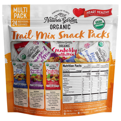 미국직구 Nature's Garden Organic Trail Mix Snack Packs, Variety Pack, 1.2 oz, 24 ct