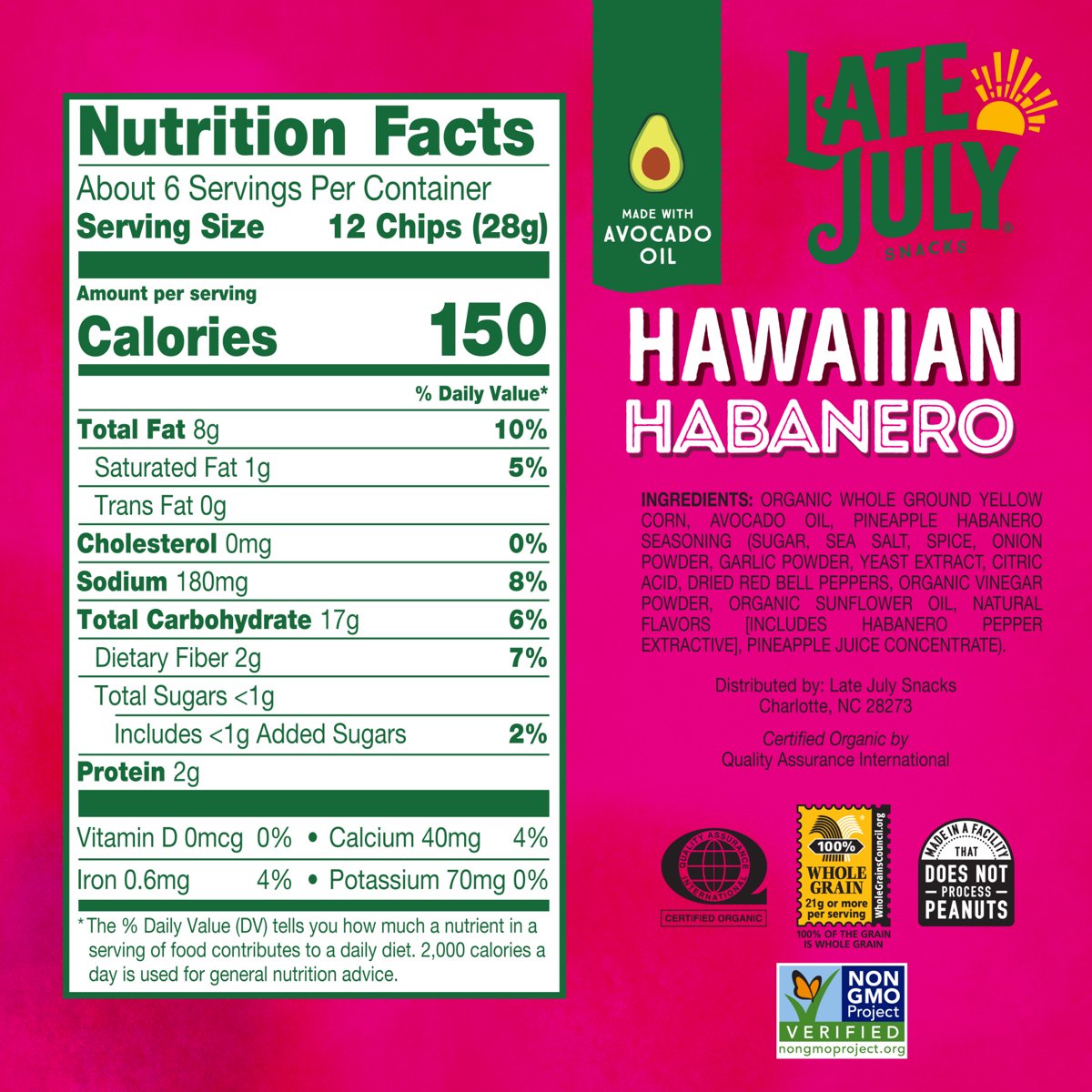 미국직구 LATE JULY Snacks 170g / LATE JULY Snacks Hawaiian Habanero Tortilla Chips, 170g Bag 2
