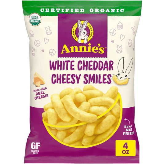 미국직구 4pack - Annie's 113g 4팩 / 4pack - Annie's Organic White Cheddar Cheesy Smiles, Baked Corn Puffs 1