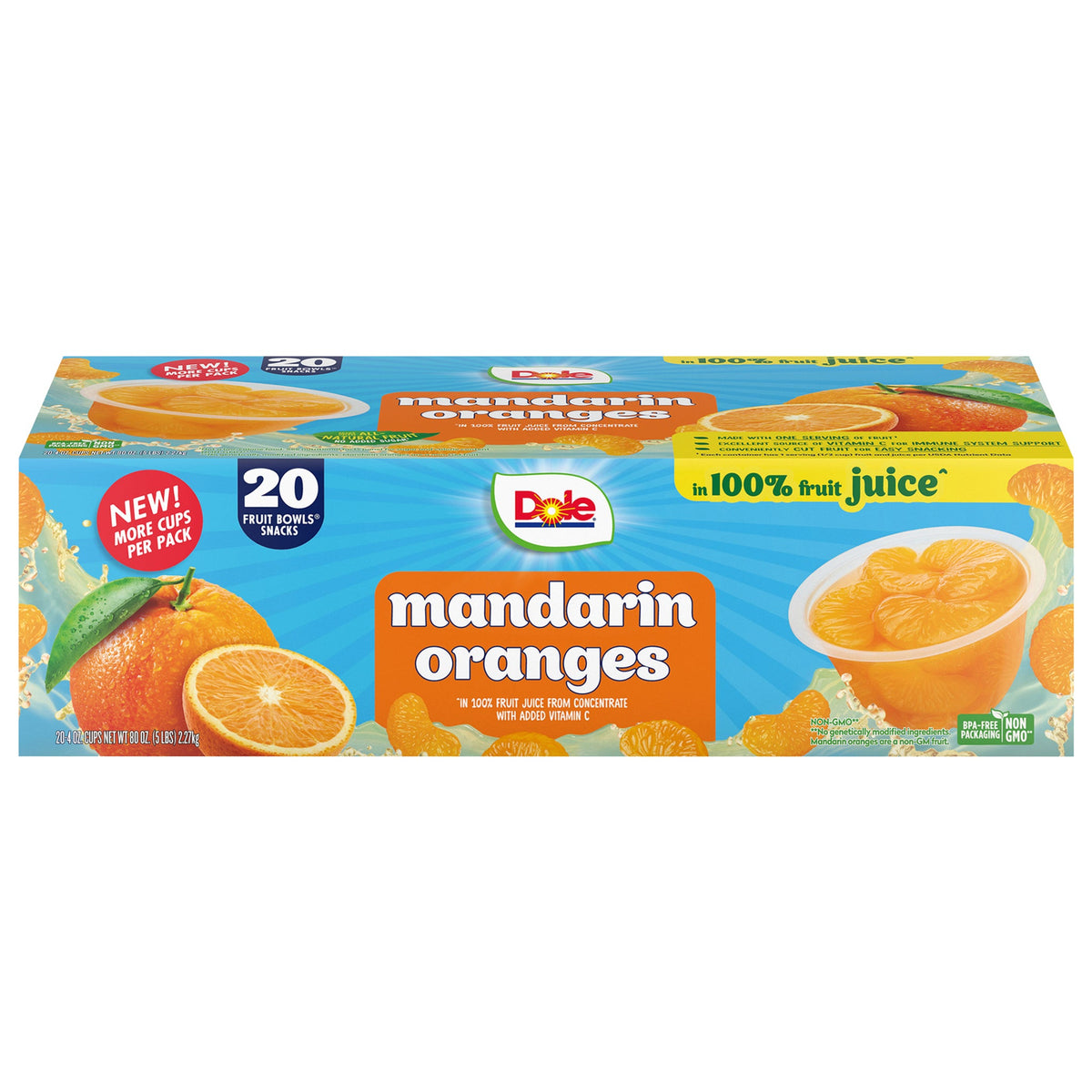 미국직구 Dole Mandarin Oranges Fruit Cups, 4 oz, 20 ct