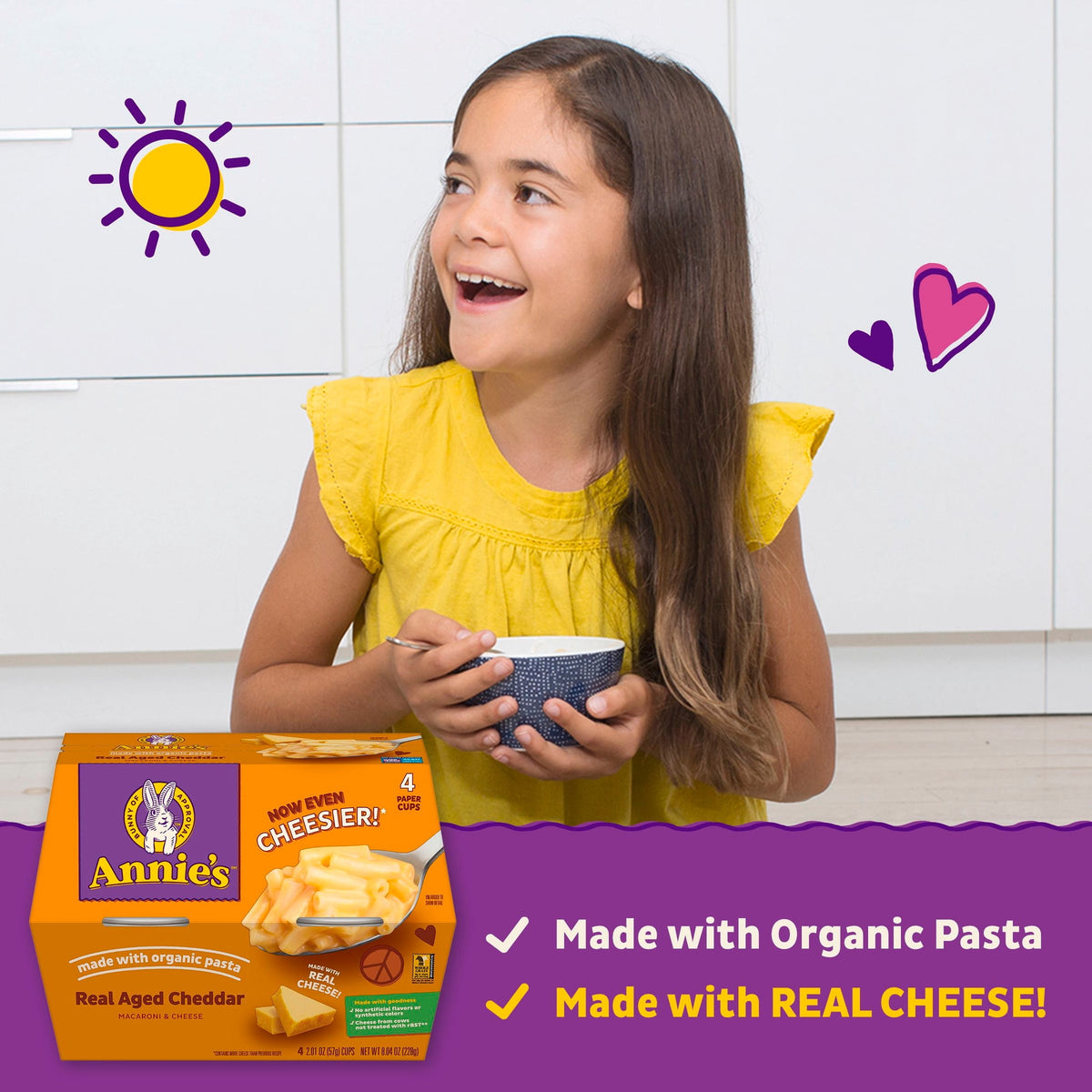 미국직구 애니스 Real Aged Cheddar Microwave Mac and Cheese with Organic Pasta, 4 Cups, 8.04 oz