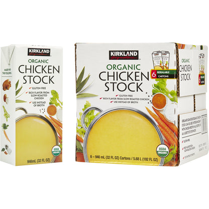 미국직구 Kirkland Signature Organic Soup Stock, Chicken, 32 fl oz, 6 ct