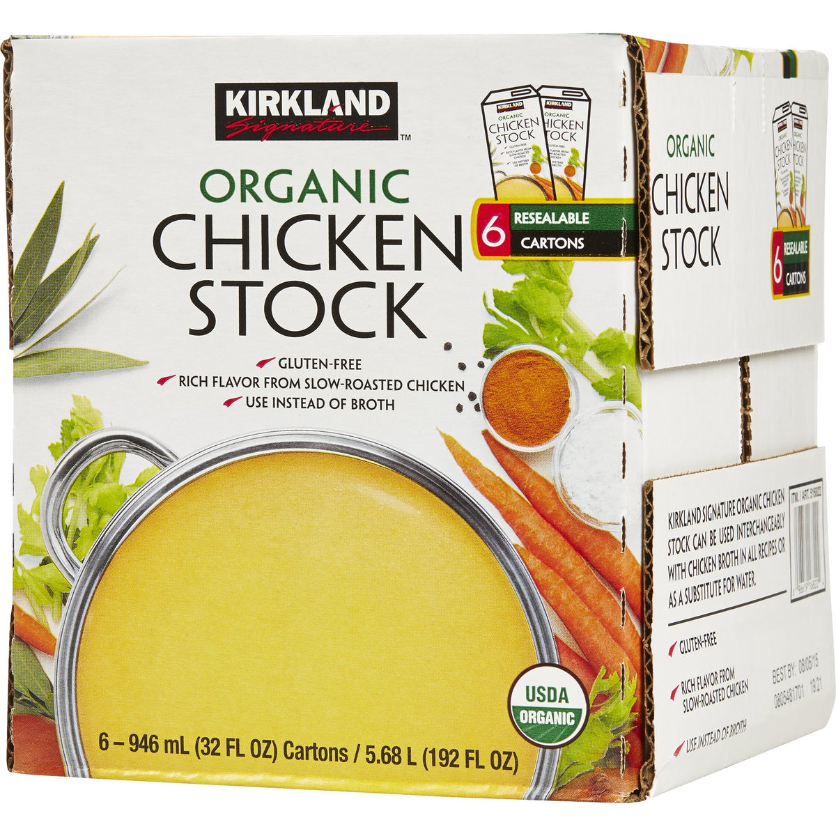미국직구 Kirkland Signature Organic Soup Stock, Chicken, 32 fl oz, 6 ct