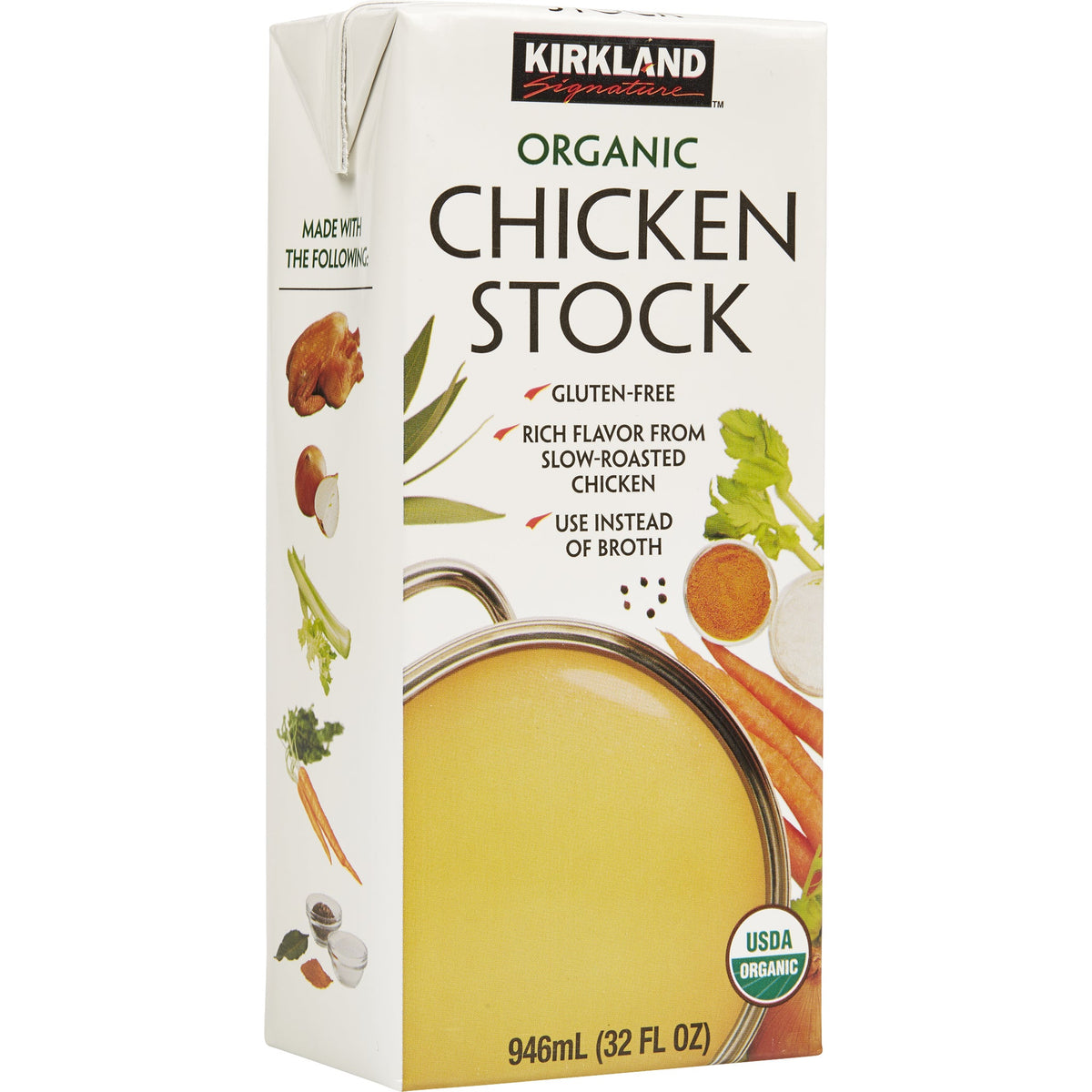 미국직구 Kirkland Signature Organic Soup Stock, Chicken, 32 fl oz, 6 ct
