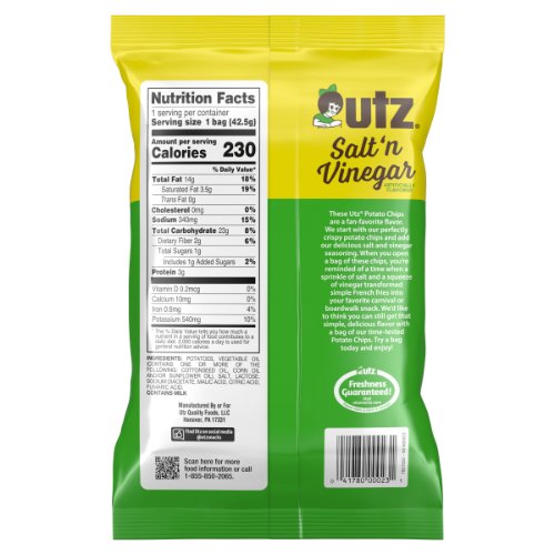 미국직구 Utz Salt n 43g 12팩 / Utz Salt n Vinegar Potato Chips Snack Bags, 43g Each, Pack of 12 3
