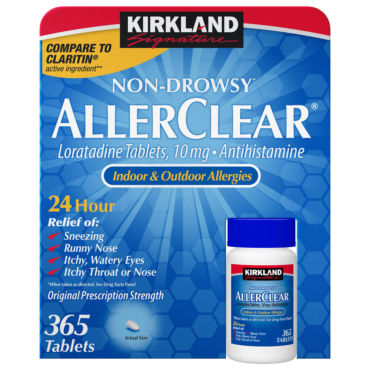 미국직구 커클랜드 알레르기약 Kirkland Signature Non-Drowsy AllerClear Antihistamine 10 mg., 365 Tablets