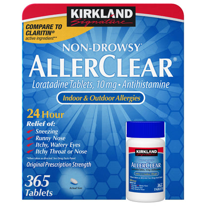 미국직구 커클랜드 알레르기약 Kirkland Signature Non-Drowsy AllerClear Antihistamine 10 mg., 365 Tablets