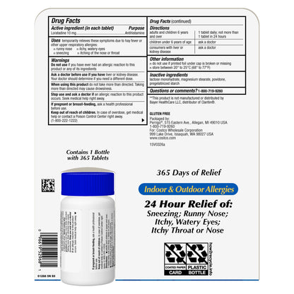 미국직구 커클랜드 알레르기약 Kirkland Signature Non-Drowsy AllerClear Antihistamine 10 mg., 365 Tablets