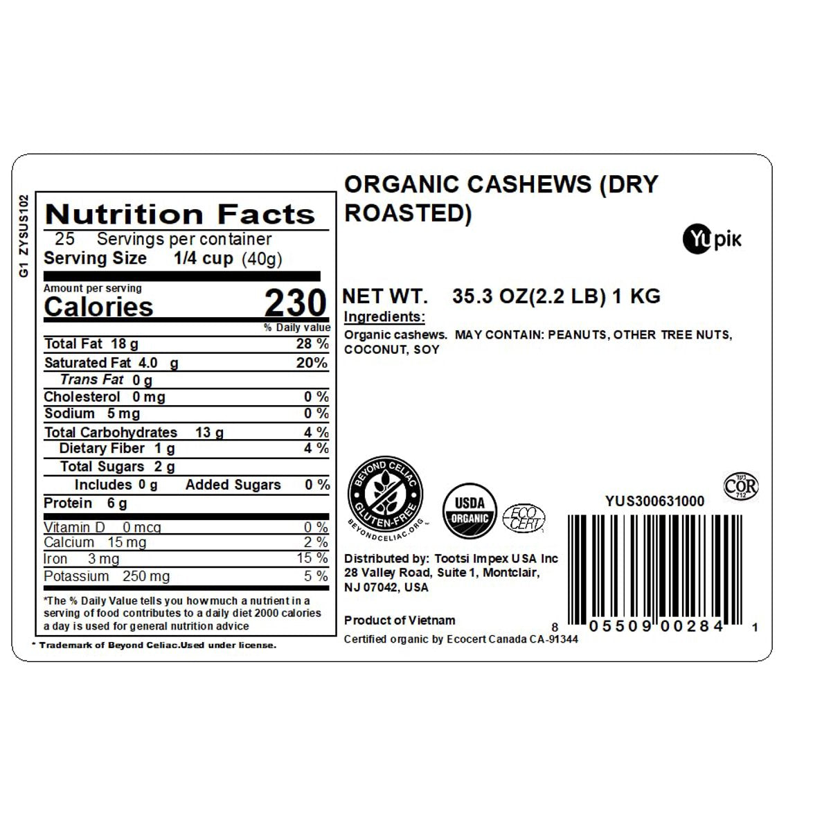 미국직구 Yupik Dry Roasted 견과 57g / Yupik Dry Roasted Cashews, 1 Bag, 2.2 lb, with Bybies Trai 2