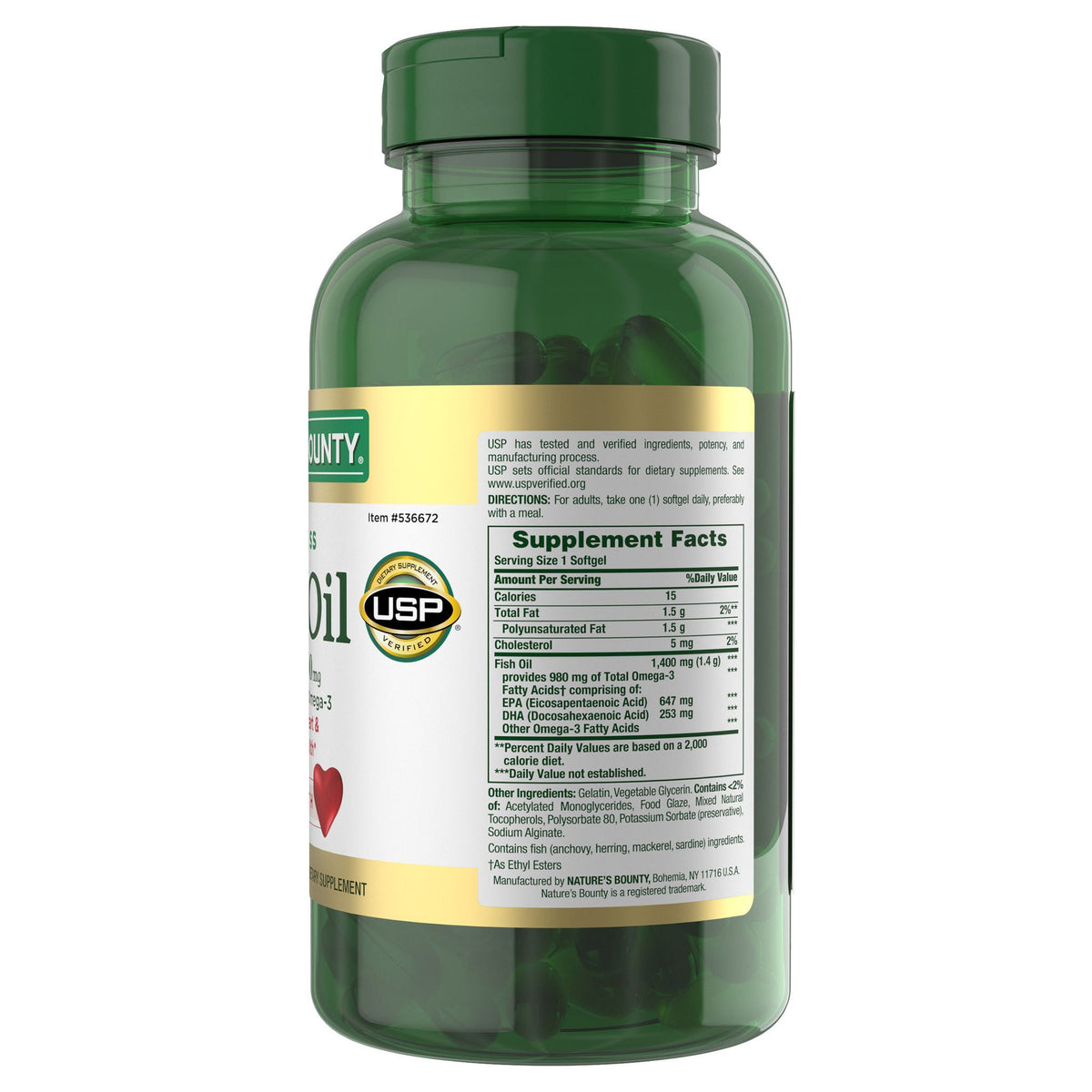 미국직구 네이처스바운티 오메가3 Nature's Bounty Fish Oil 1400 mg, 130 Coated Softgels
