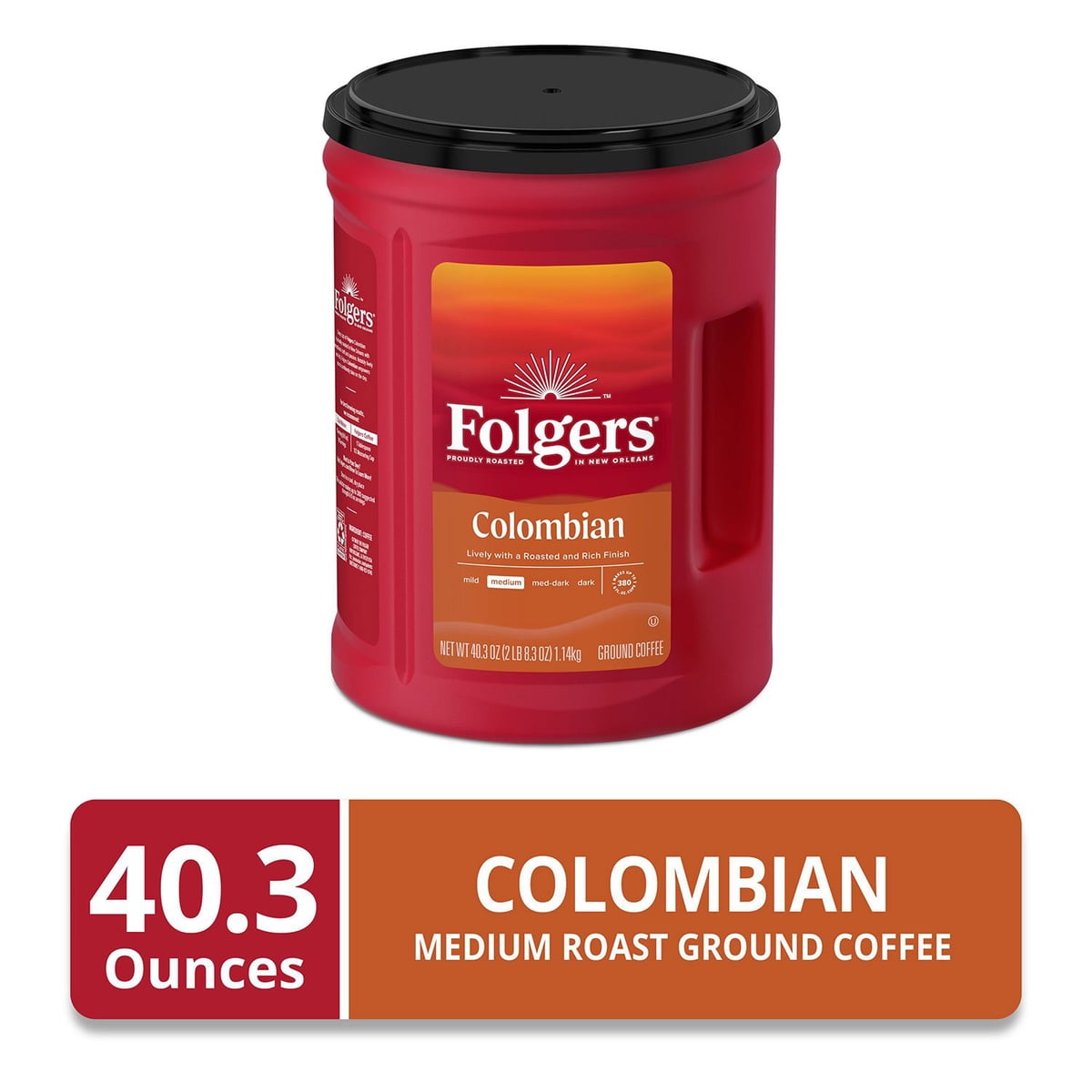미국직구 Folgers 100% Medium 커피 1.1kg / Folgers 100% Medium Roast Ground Colombian Coffee, 1.1 2
