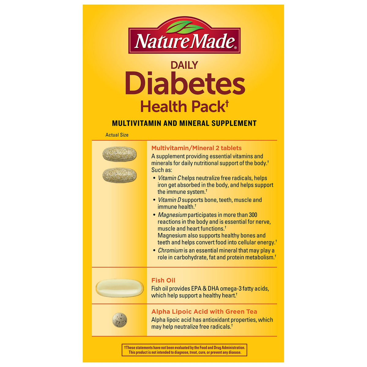 미국직구 네이처메이드 영양제 Nature Made Diabetes Health Pack, 60 Packets