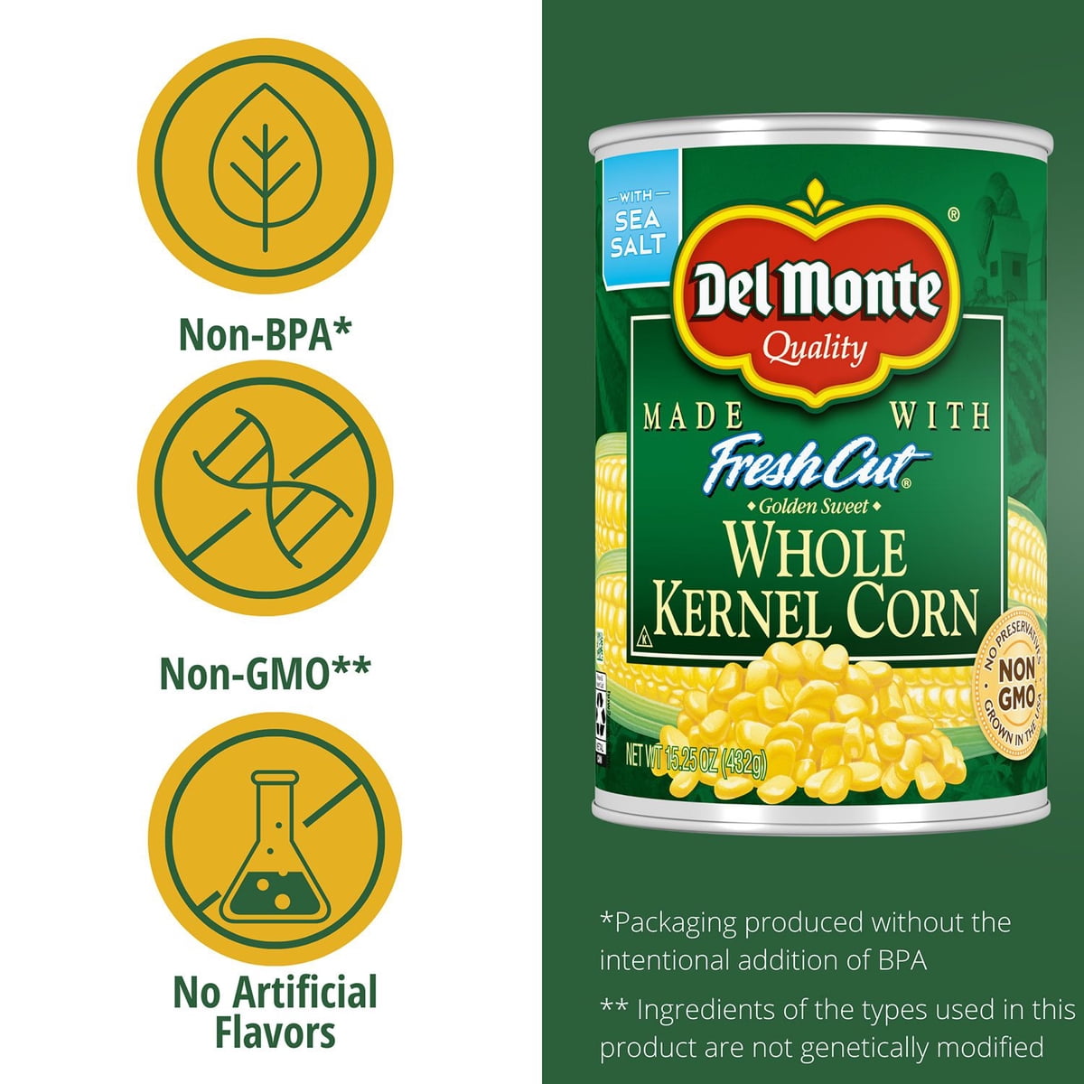 미국직구 Del Monte Golden 432g / Del Monte Golden Sweet Whole Kernel Corn, 432g, 8 pk. 4