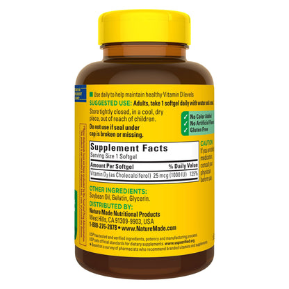 미국직구 네이처메이드 비타민D Nature Made Vitamin D3 25 mcg., 650 Softgels