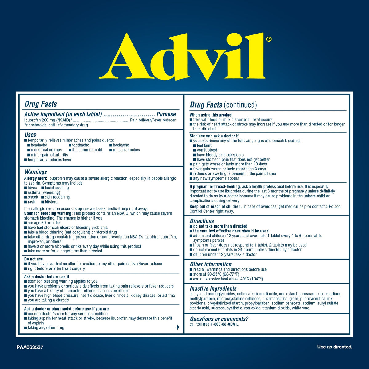 미국직구 애드빌 상비약 Advil Ibuprofen 200 mg., Pain Reliever/Fever Reducer, 360 Tablets