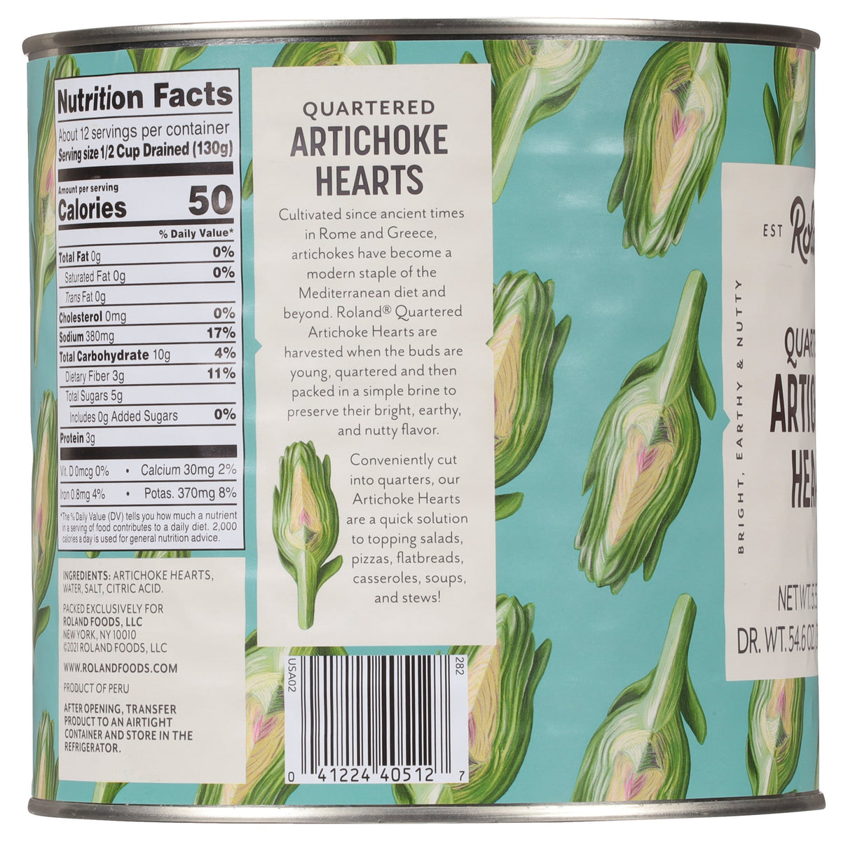 미국직구 Roland Artichoke Hearts, Quartered, #10 can, 5 lbs 8 oz