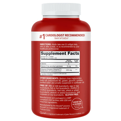 미국직구 큐놀 코큐텐 Qunol Mega CoQ10 Ubiquinol 100 mg., 120 Softgels