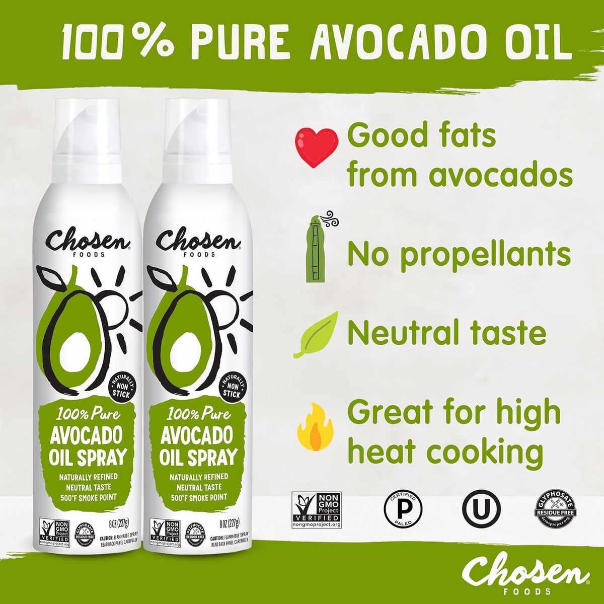 미국직구 Chosen Foods Avocado 237ml / Chosen Foods Avocado Oil Cooking Spray 237ml, 2 pk. 3