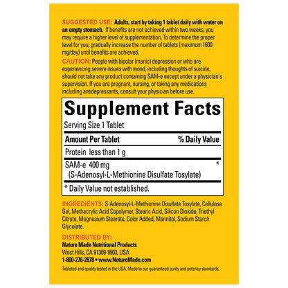 미국직구 네이처메이드 영양제 Nature Made SAM-e Complete 400 mg., 60 Tablets