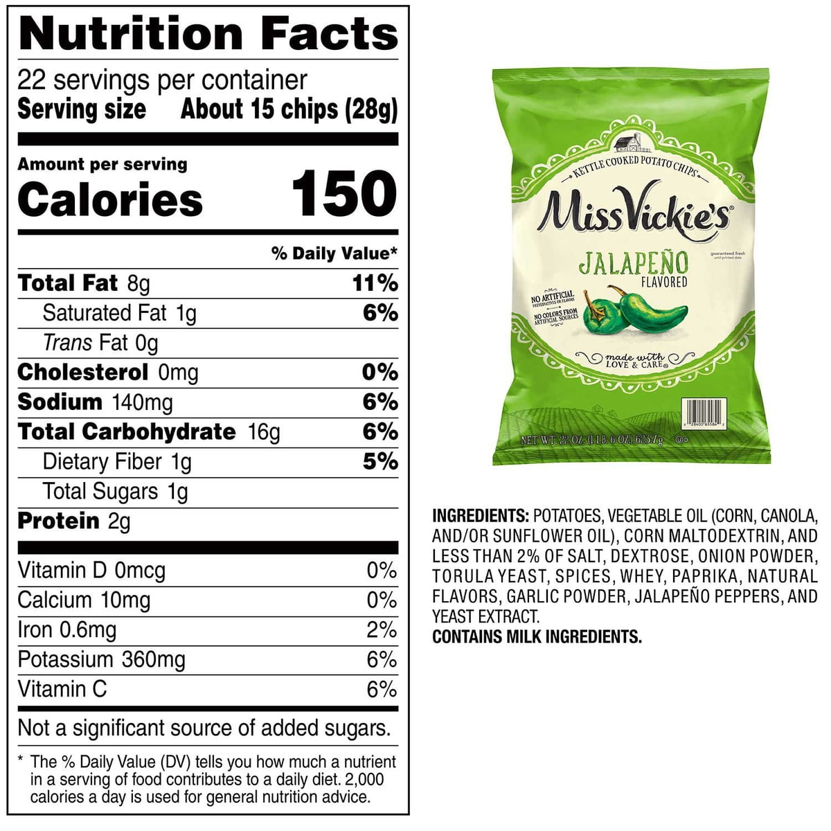 미국직구 Miss Vickie's Jalapeno 624g / Miss Vickie's Jalapeno Kettle Cooked Potato Chips, 624g 2