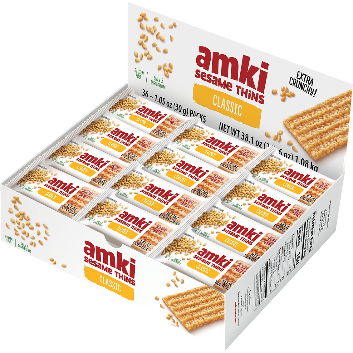 미국직구 Amki Sesame Thins, Classic, 1.05 oz, 36 ct