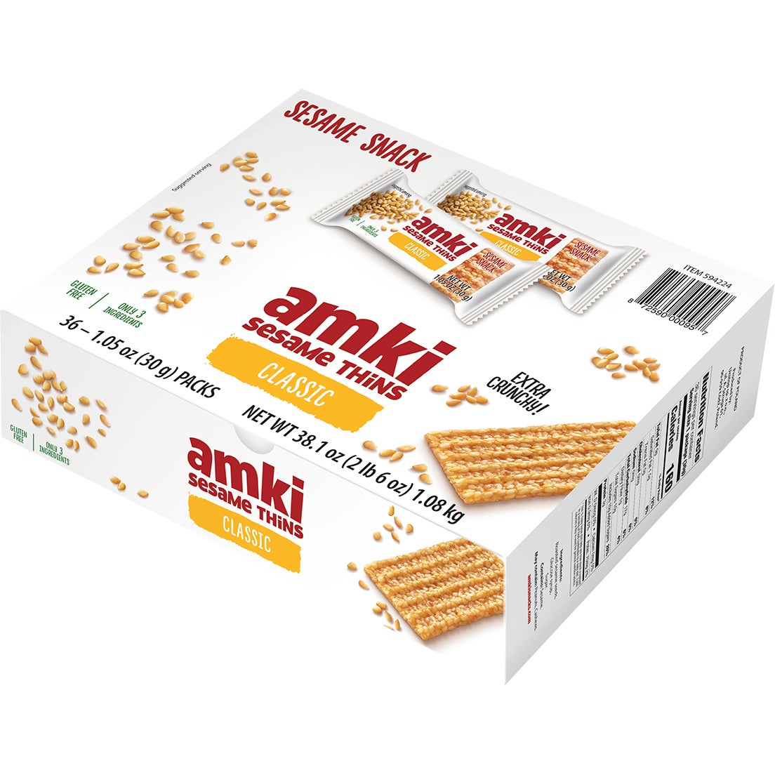 미국직구 Amki Sesame Thins, Classic, 1.05 oz, 36 ct