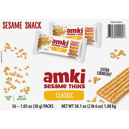 미국직구 Amki Sesame Thins, Classic, 1.05 oz, 36 ct