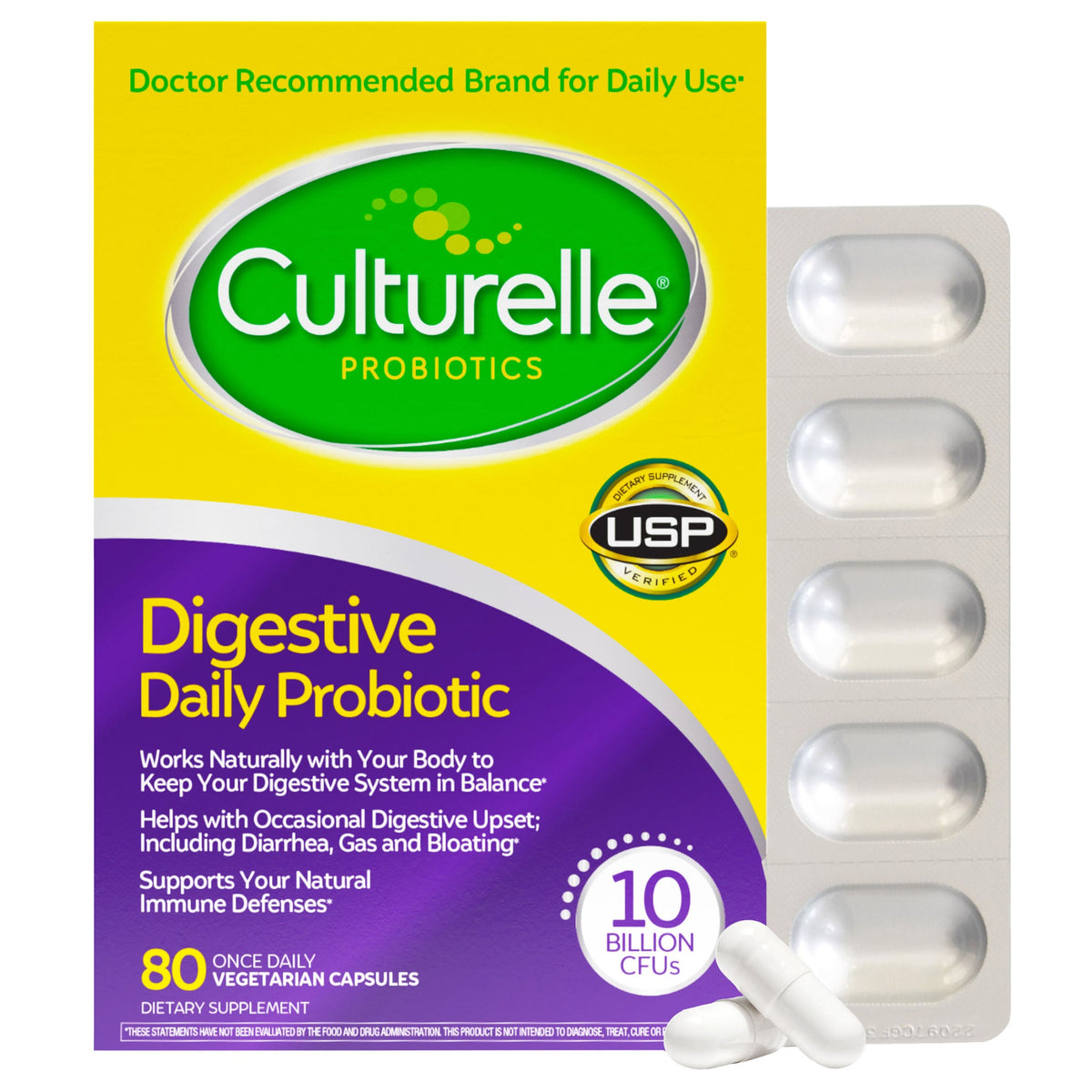 미국직구 컬쳐렐 유산균 Culturelle Digestive Health Probiotic, 80 Vegetarian Capsules