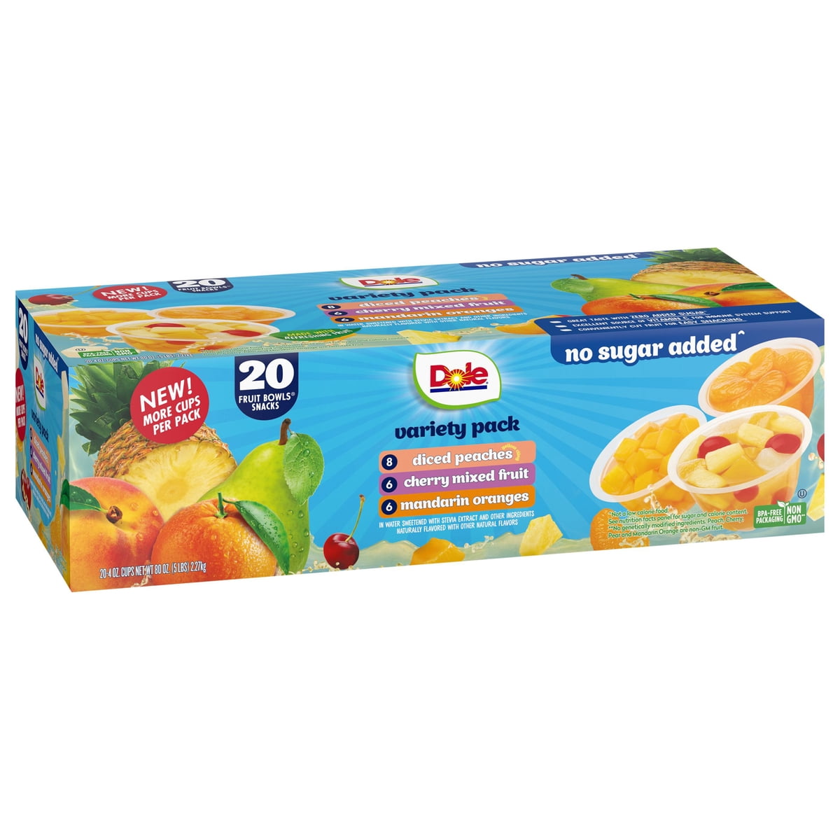 미국직구 Dole No Sugar 113g / Dole No Sugar Added Fruit Bowls in Water, Variety Pack, 113g, 20 2