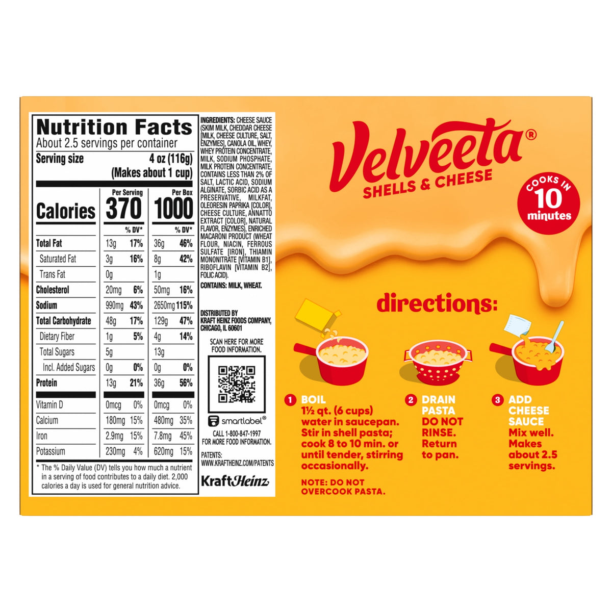 미국직구 벨비타 (4 pack)  Shells and Cheese Extra Creamy Mac and Cheese, 1 Box, for Easy Dinner or Dinner Sides, Extra Creamy, Made with Real Cheese, 11 oz