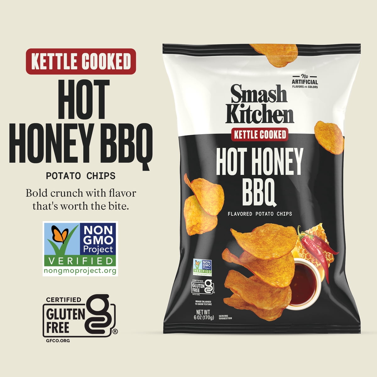미국직구 Smash Kitchen Hot 170g 2팩 / Smash Kitchen Hot Honey BBQ Non-GMO Kettle Chips, 170g, 2 2