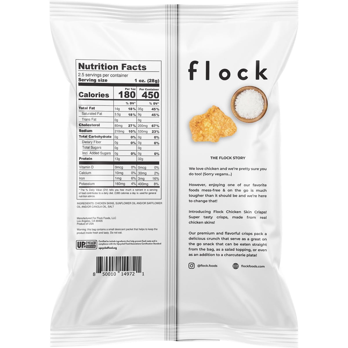 미국직구 Flock 71g / Flock 13g Chicken Skin Crisps Original, 71g, 4 pk. 3