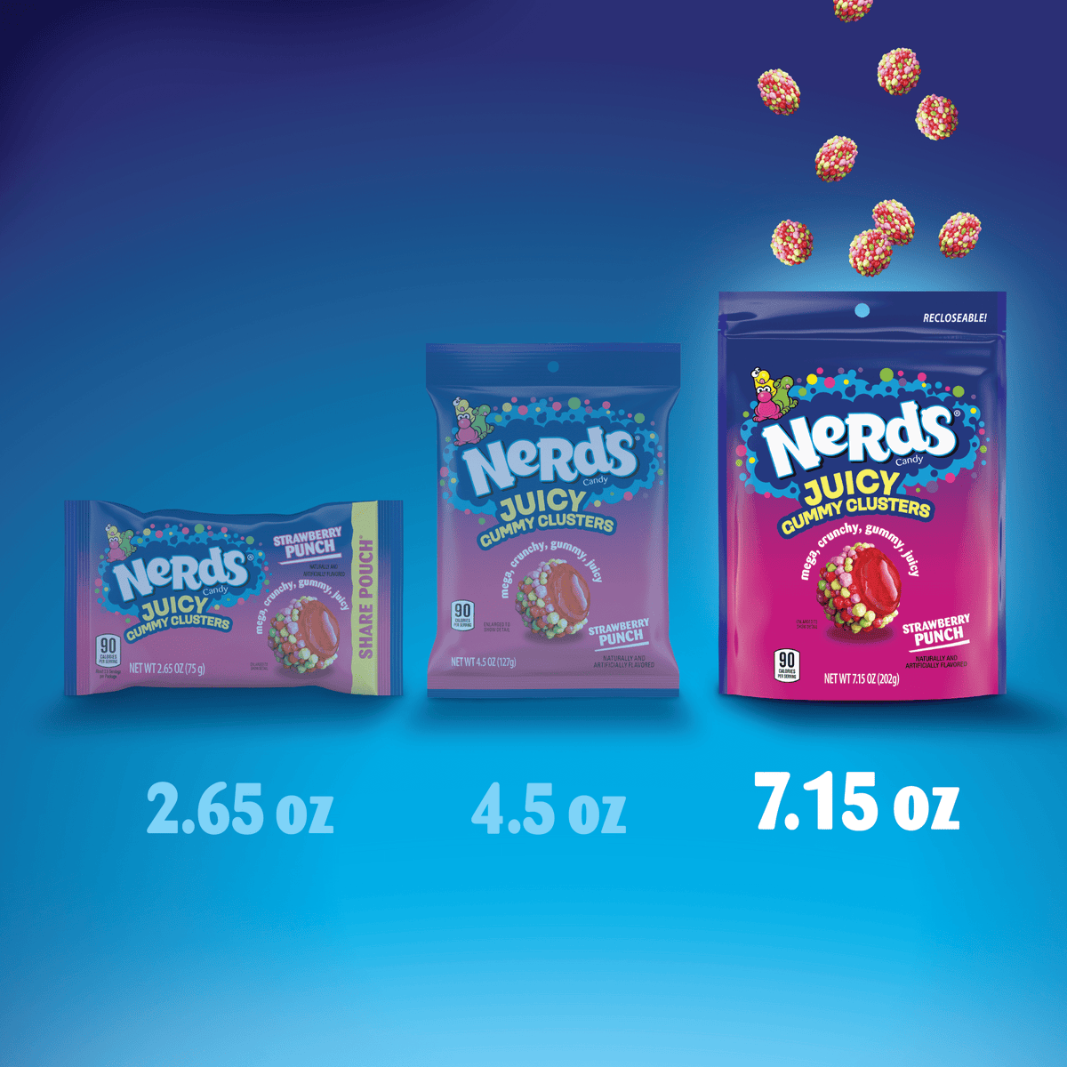 미국직구 너즈 Juicy Gummy Clusters, Strawberry Punch, Juicy and Gummy Candy, for Snacking and Sharing, 7.15 oz Stand Up Bag