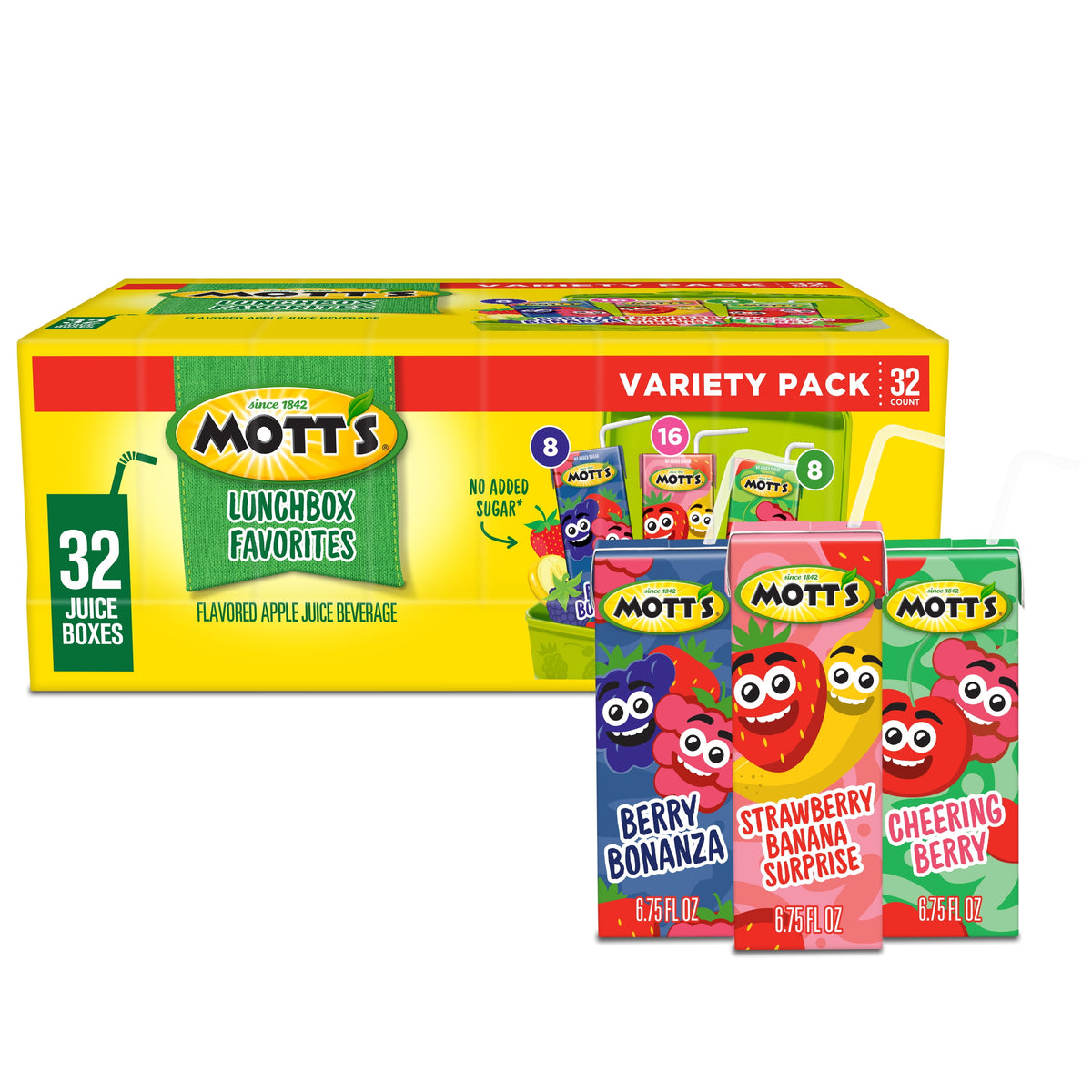 미국직구 Mott’s Lunchbox Favorites Juice Drink Variety Pack, 6.75 fl oz, 32 Count Boxes