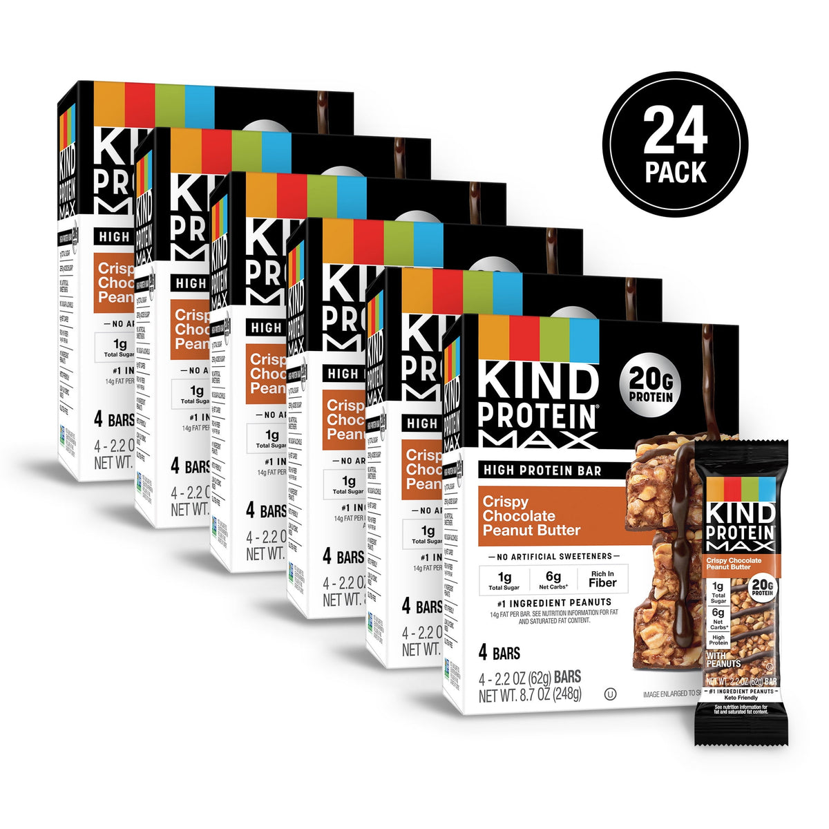미국직구 카인드바 (6 pack)  Protein Max Bars, Crispy Chocolate Peanut Butter, Gluten Free, 20g Protein, 4 Count