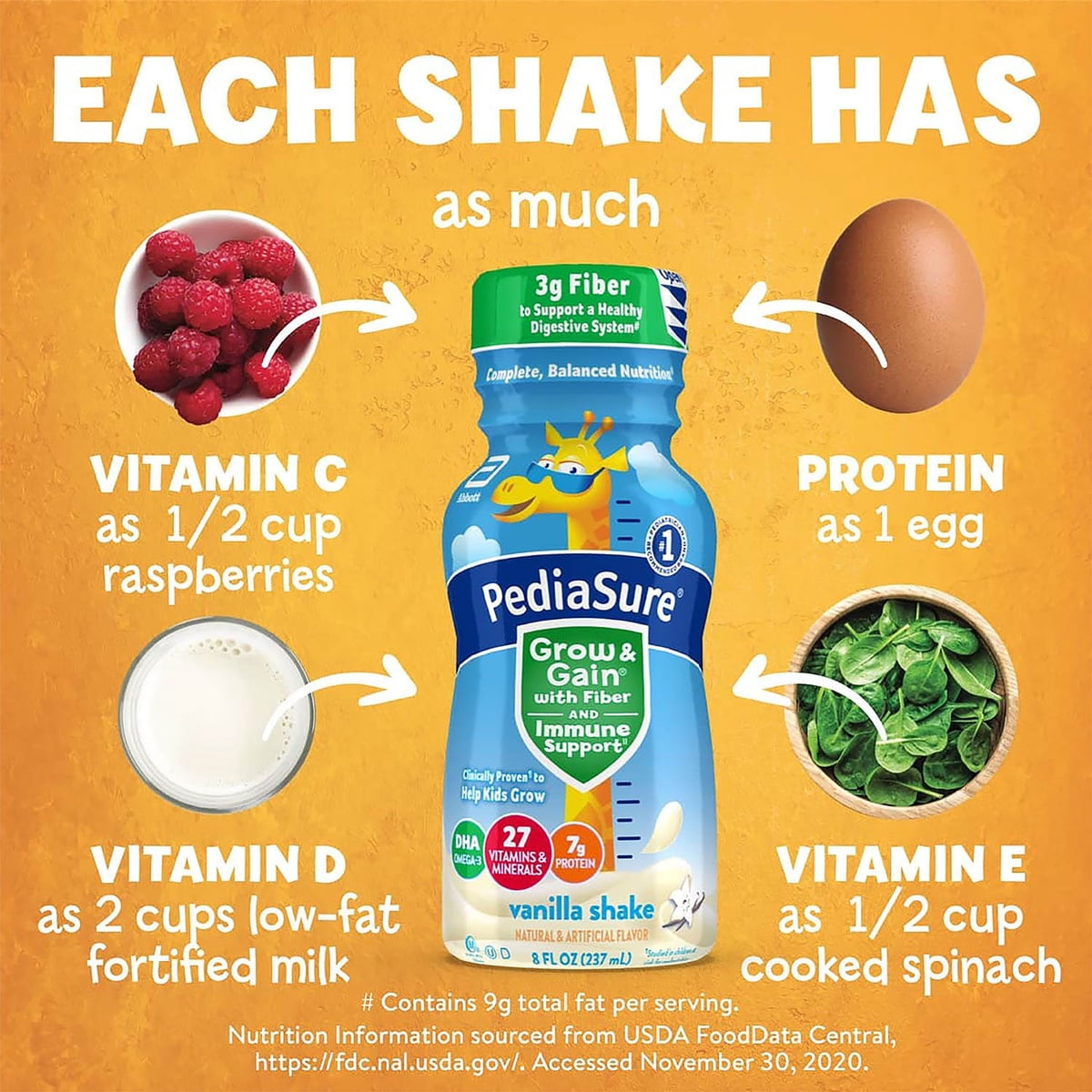미국직구 PediaSure Grow and 237ml / PediaSure Grow and Gain Nutritional Shake with Fiber for K 6