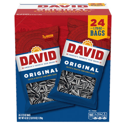 미국직구 David Sunflower In-Shell Seeds, Original, 1.75 oz, 24 ct