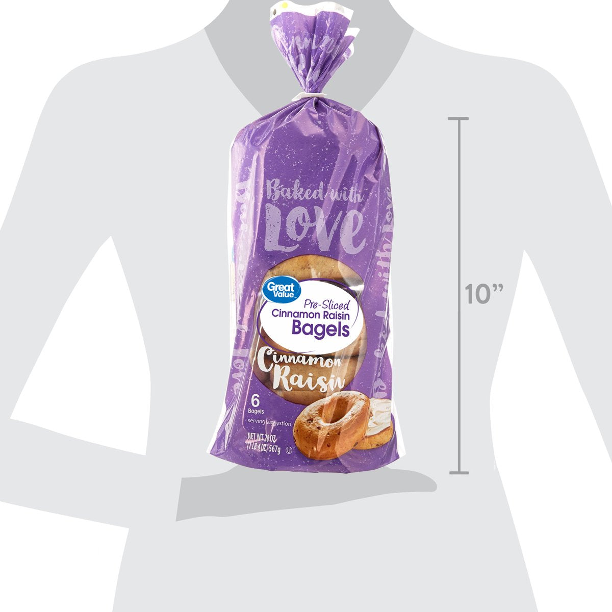 미국직구 Great Value Pre-Sliced 567g / Great Value Pre-Sliced Cinnamon Raisin Bagels, 567g, 6  4