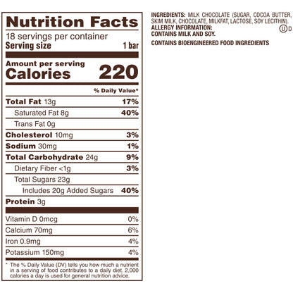 미국직구 Dove Milk Chocolate Full Size Candy Bars, 1.44 oz, 18 ct