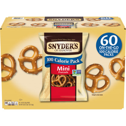 미국직구 Snyder's of Hanover Mini Pretzels, 100 Calorie Pack, 0.92 oz, 60 ct