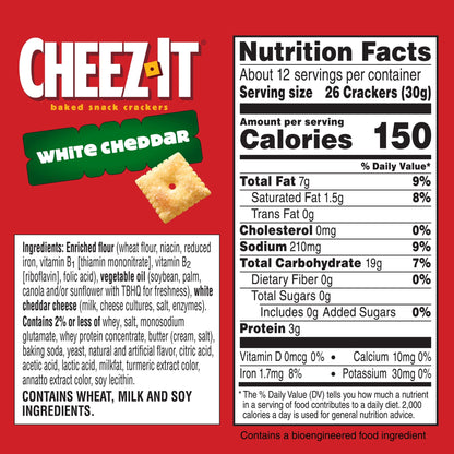 미국직구 치즈잇 White Cheddar Baked Snack Crackers, Lunch Snacks, 12.4 oz