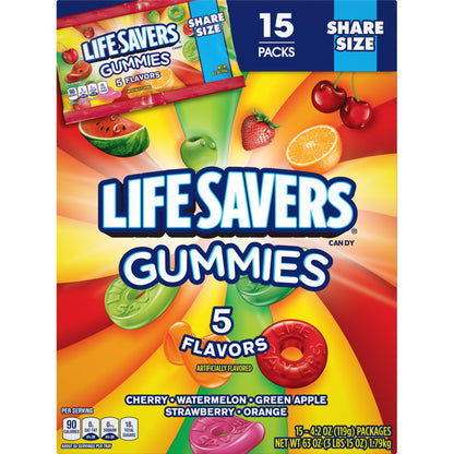 미국직구 Life Savers Gummies, 5 Flavors, Share Size 4.2 oz, 15 ct