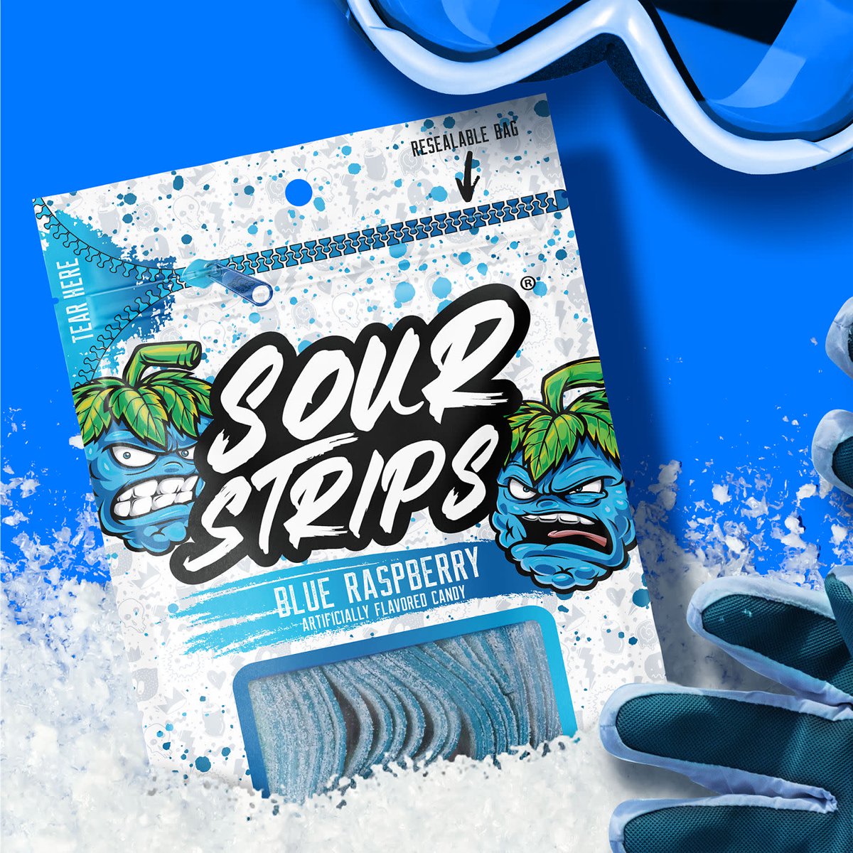 미국직구 Sour Strips Blue 캔디 96g 2팩 / Sour Strips Blue Raspberry Flavored Chewy, Candy Bag, 96 5