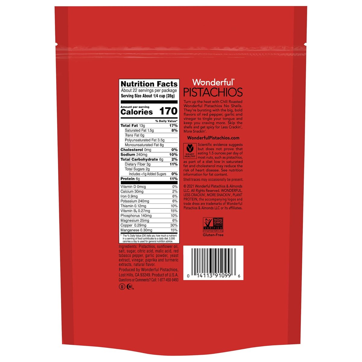 미국직구 Wonderful Pistachios Shelled 624g / Wonderful Pistachios Shelled, Chili Roasted, 2 Ba 2